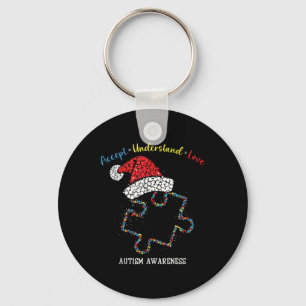 Accept Understand Love Autism Awareness Puzzle Chr Keychain