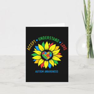 Accept Understand Love Autism Awareness Sunflower Card