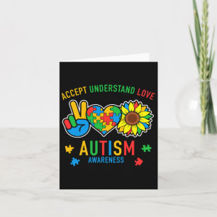 Accept Understand Love Autism Awareness Sunflower  Card
