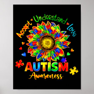 Accept understand love autism awareness sunflower poster
