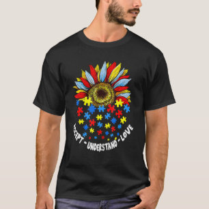 Accept Understand Love Autism Awareness Sunflower  T-Shirt