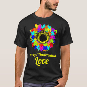 Accept Understand Love Autism Awareness Sunflower T-Shirt