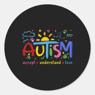 Accept Understand Love Autism Awareness Support Classic Round Sticker