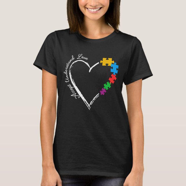 Accept Understand Love Autism Awareness T-Shirt (Front)