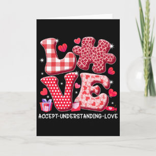 Accept Understand Love Autism Awareness Valentine' Card