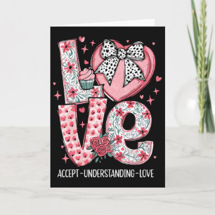 Accept Understand Love Autism Awareness Valentine' Card