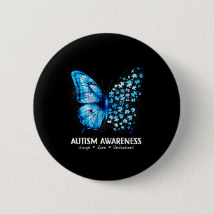 Accept Understand Love Butterfly Autism Awareness 2 Inch Round Button