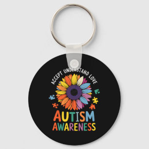 Accept Understand Love Funny Neurodiversity April Keychain
