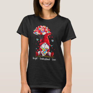 Accept Understand Love Gnome Valentine Autism Awar T-Shirt