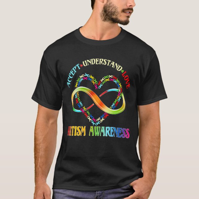 Accept Understand Love Heart Infinity Autism Aware T-Shirt (Front)