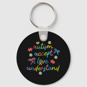 Accept Understand Love Neurodiversity Bow Autism  Keychain