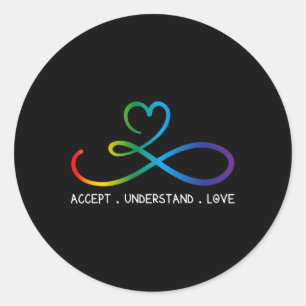Accept Understand Love Neurodiversity Infinity Aut Classic Round Sticker