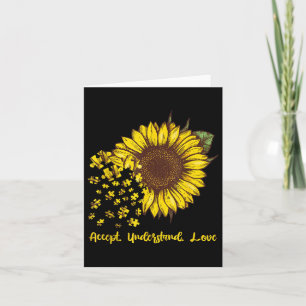 Accept Understand Love Sunflower Autism Awareness  Card