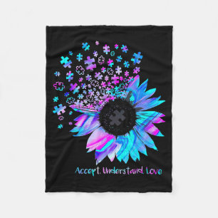Accept understand love sunflower autism awareness fleece blanket