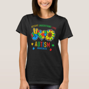 Accept Understand Love Sunflower Everybody Autism  T-Shirt