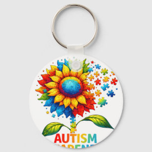 Accept Understand Sunflower Men Women Kids Autism  Keychain