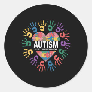 Acceptance And Love Embrace Autism Awareness Classic Round Sticker