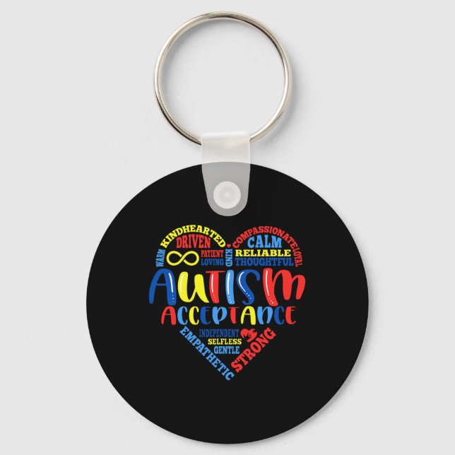 Acceptance Autism Awareness Month Support Puzzle P Keychain (Front)