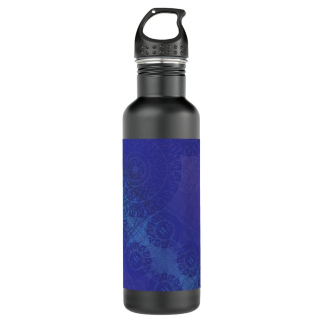 Acceptance | Blue Indigo Violet Boho Medallions 710 Ml Water Bottle (Front)