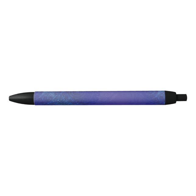 Acceptance | Blue Indigo Violet Boho Medallions Black Ink Pen (Front)