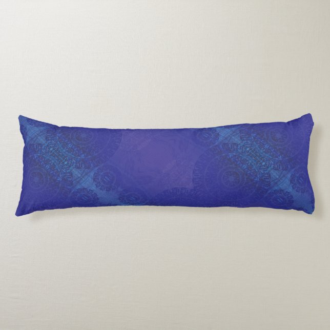 Acceptance | Blue Indigo Violet Boho Medallions Body Pillow (Front)