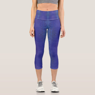 Acceptance   Blue Indigo Violet Boho Medallions Capri Leggings
