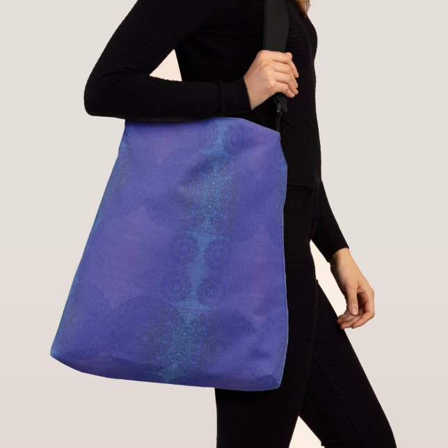 Acceptance | Blue Indigo Violet Boho Medallions Crossbody Bag (Close Up)