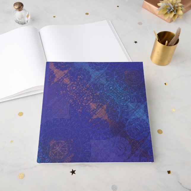 Acceptance | Blue Indigo Violet Boho Medallions Guest Book (Front Open)