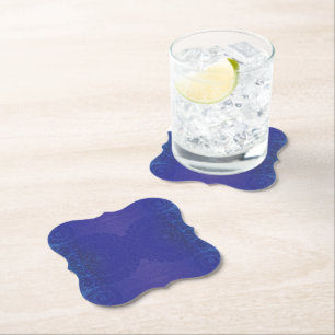 Acceptance   Blue Indigo Violet Boho Medallions Paper Coaster