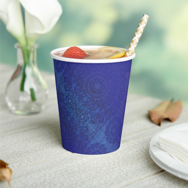 Acceptance | Blue Indigo Violet Boho Medallions Paper Cups (Insitu)