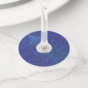 Acceptance   Blue Indigo Violet Boho Medallions Wine Glass Tag