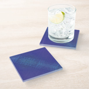 Acceptance   Blue Indigo Violet Shibori Pattern Glass Coaster