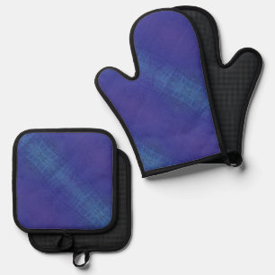 Acceptance   Blue Indigo Violet Shibori Pattern Oven Mitt & Pot Holder Set