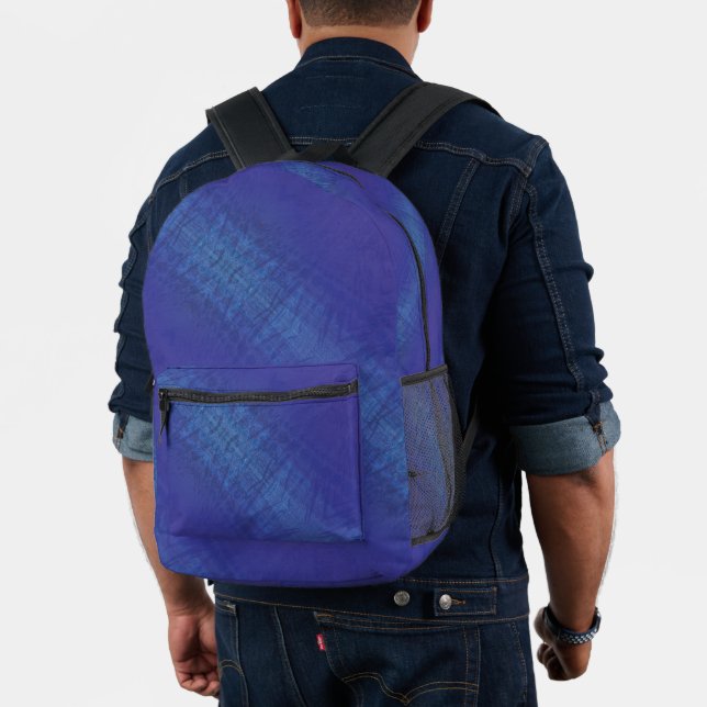 Acceptance | Blue Indigo Violet Shibori Pattern Printed Backpack (Insitu (Model))