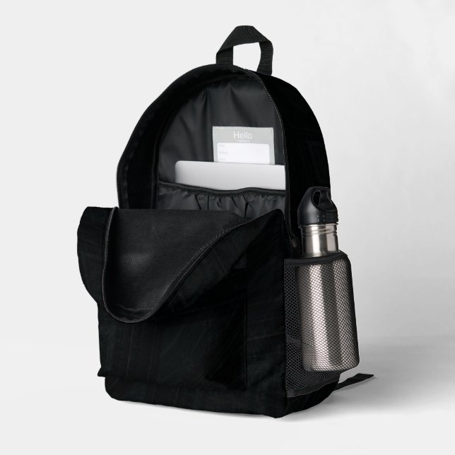 Acceptance | Dark Abstract Texture Printed Backpack (Back Corner Right (Open))