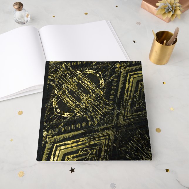 Acceptance | Dark Geometric Texture Guest Book (Front Open)
