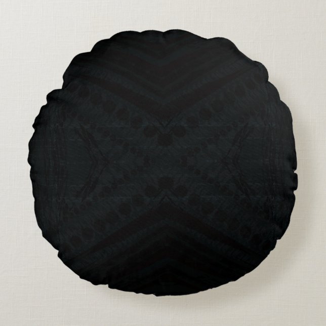 Acceptance | Dark Geometric Texture Round Pillow (Front)