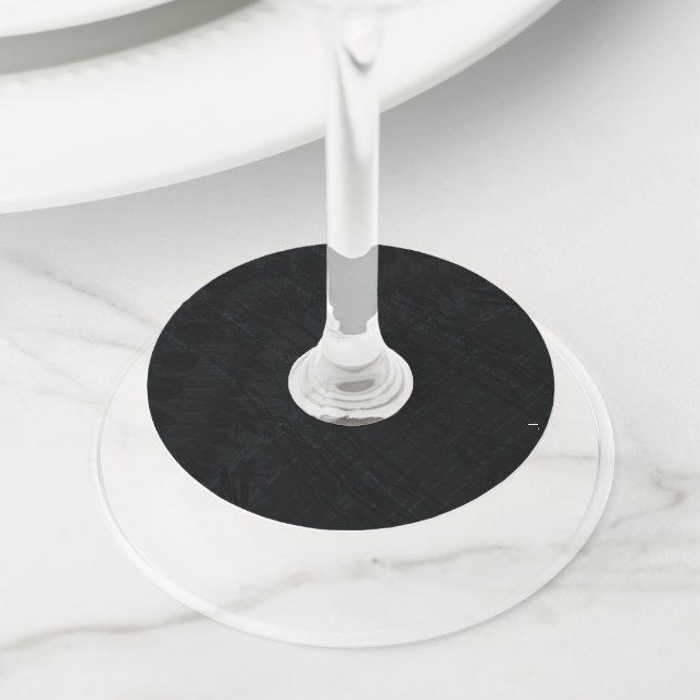 Acceptance | Dark Geometric Texture Wine Glass Tag (Close Up)