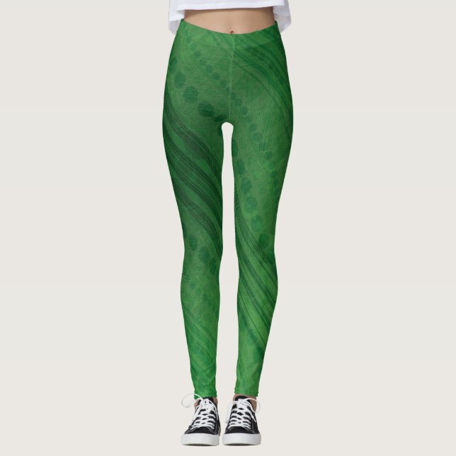 Acceptance | Green Eclectic Boho Pattern Leggings (Front)