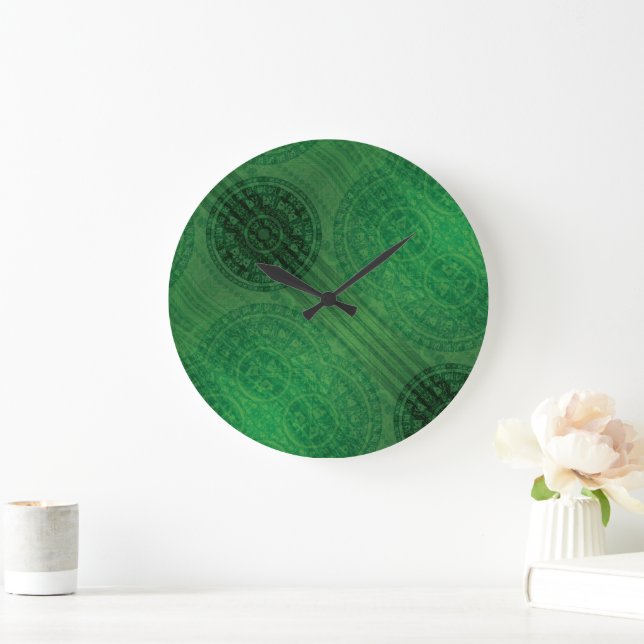 Acceptance | Green Meditation Medallions Large Clock (Home)