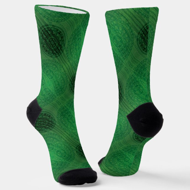 Acceptance | Green Meditation Medallions Socks (Angled)