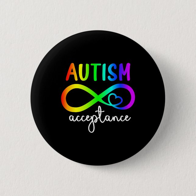 Acceptance Infinity Heart Autism Awareness Month R 2 Inch Round Button (Front)