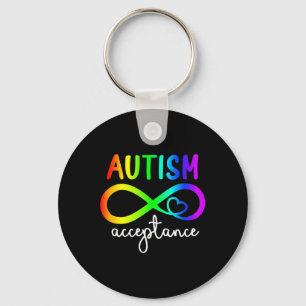 Acceptance Infinity Heart Autism Awareness Month R Keychain