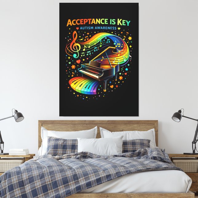 Acceptance Is Key Autism Awareness Canvas Print (Insitu(Bedroom))