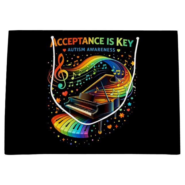 Acceptance Is Key Autism Awareness Large Gift Bag (Front)