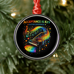 Acceptance Is Key Autism Awareness Metal Ornament