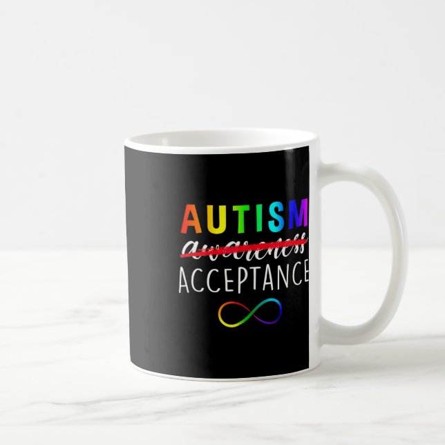 Acceptance Not Awareness Funny Red Instead Autism  Coffee Mug (Right)