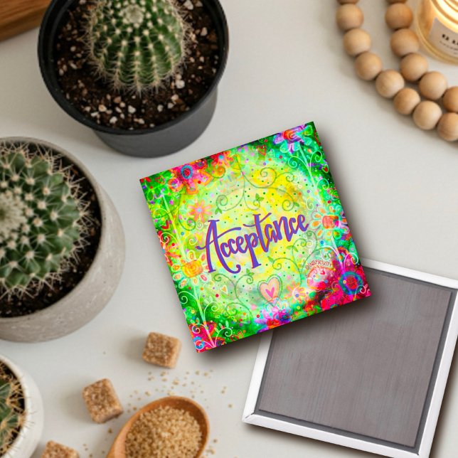 Acceptance Pretty Fun Floral Modern Inspirivity Magnet (Creator Uploaded)
