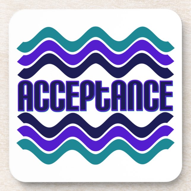 Acceptance Quote in Blue Green Purple Graphic Coaster (Front)