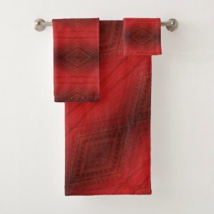 Acceptance Red Eclectic Boho Pattern Bath Towel Set